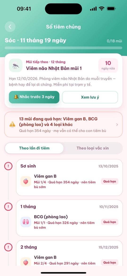 Sổ tiêm chủng của bé