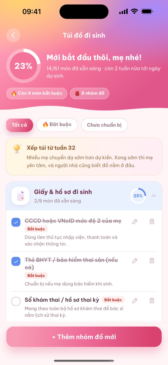 Túi đồ đi sinh